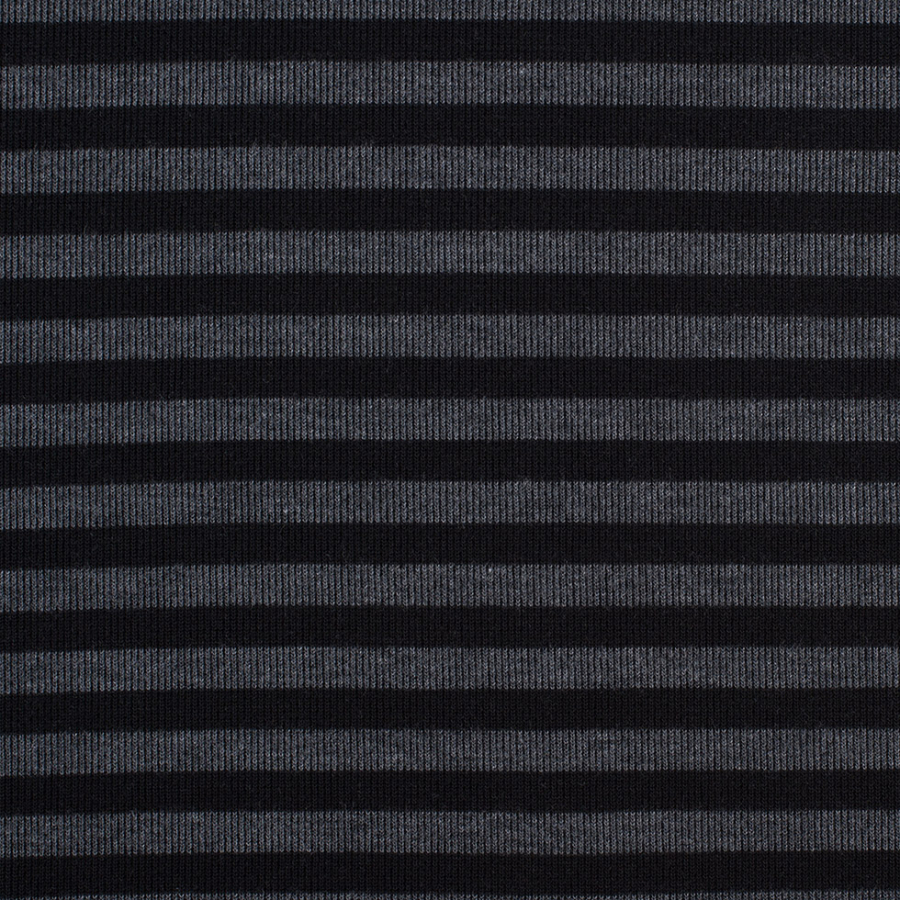 Black/Gray Striped Polyester-Rayon Rib Knit | Mood Fabrics