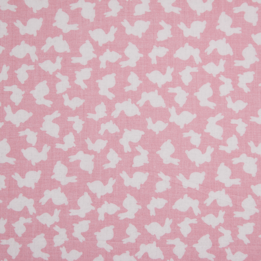 Pink/White Bunny Rabbit Printed Combed Cotton Voile | Mood Fabrics