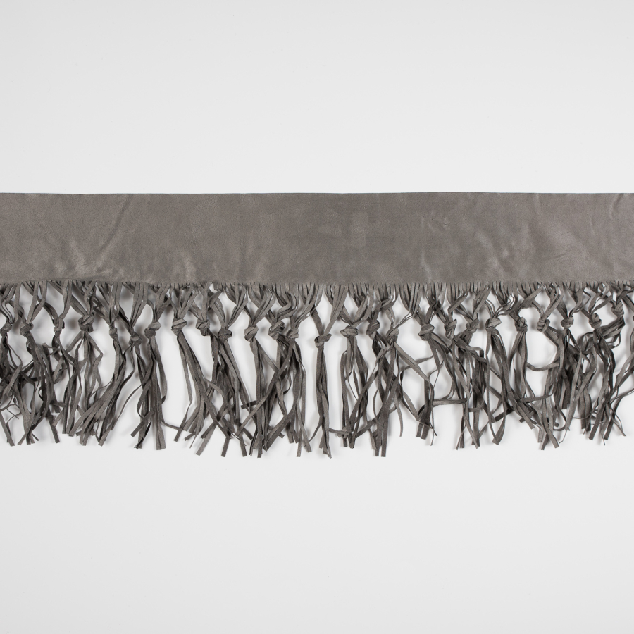 Italian Gray Suede Fringe with Knots 8.5 | Mood Fabrics