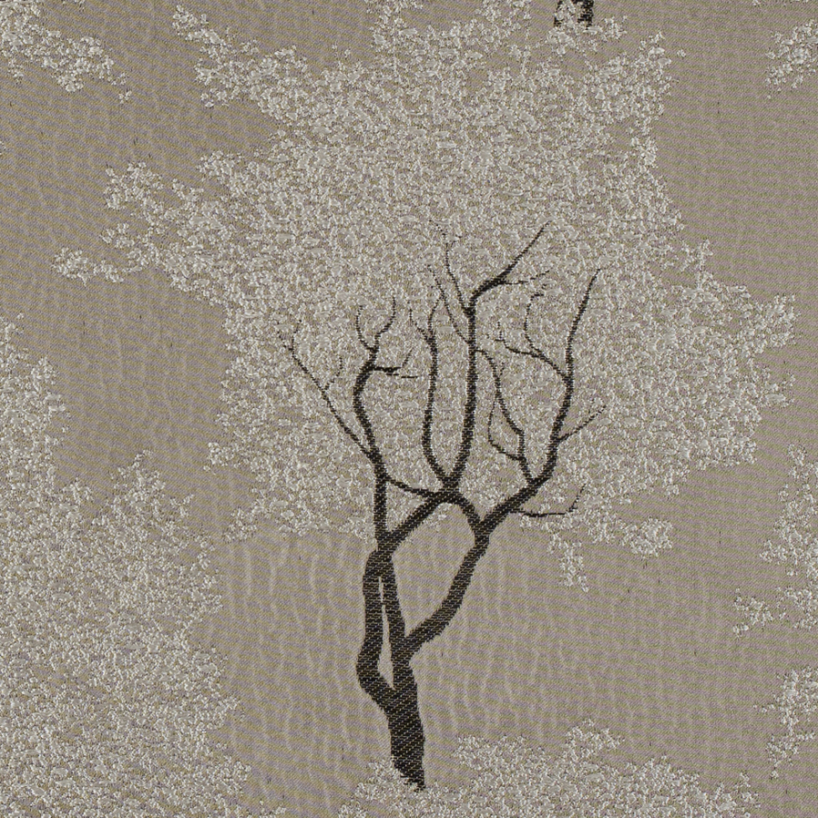 Slate Embroidered Trees Drapery Brocade | Mood Fabrics