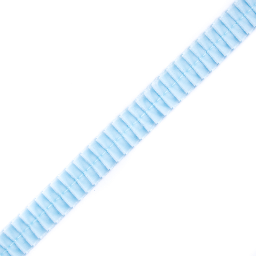 Italian Sky Blue Velvet Knife Pleated Trimming - .0875 | Mood Fabrics