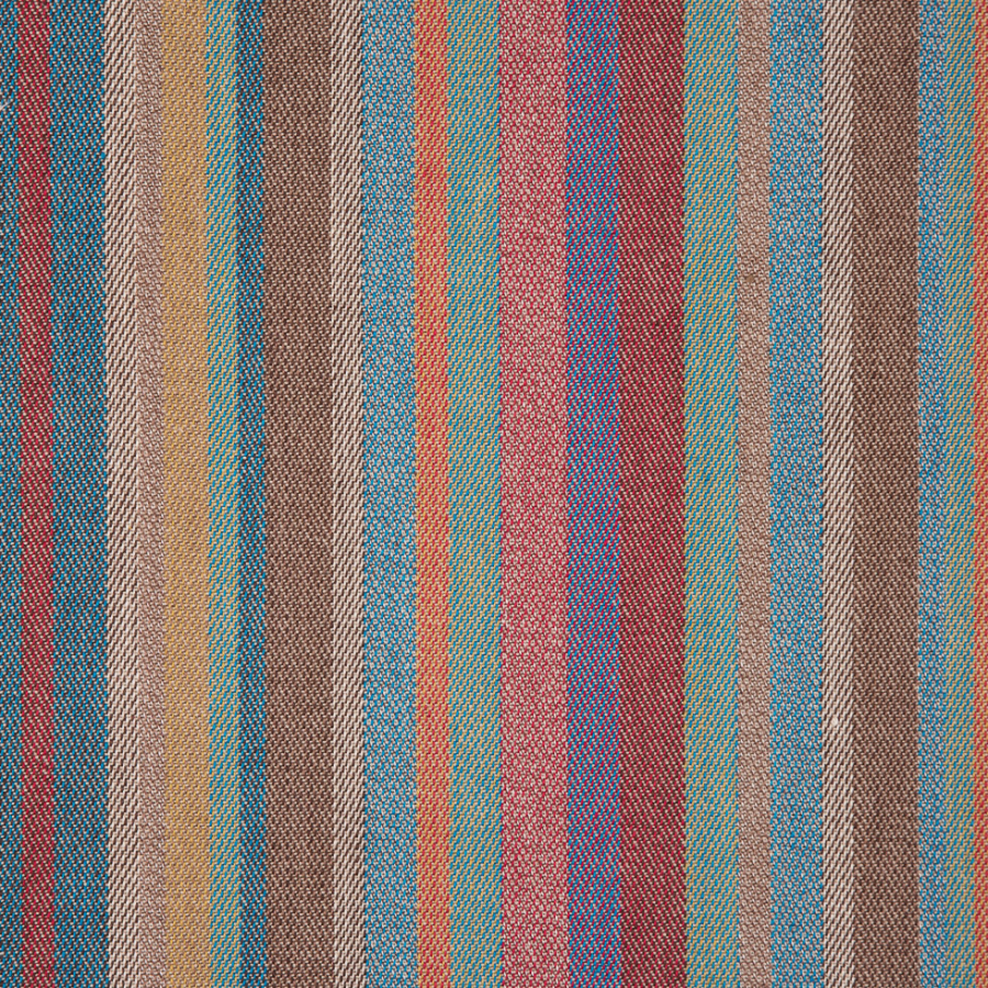 Blue/Red/Orange Barcode Striped Cotton Twill | Mood Fabrics