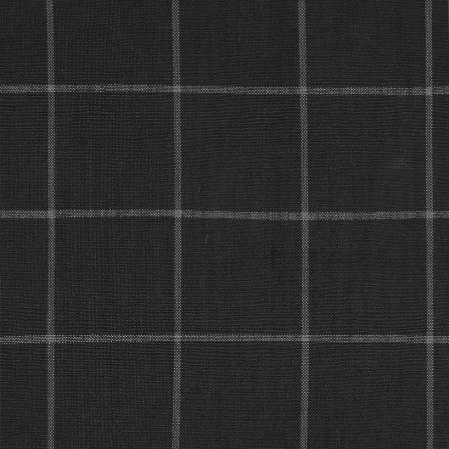 Black Windowpane Checkered Polyester Woven | Mood Fabrics