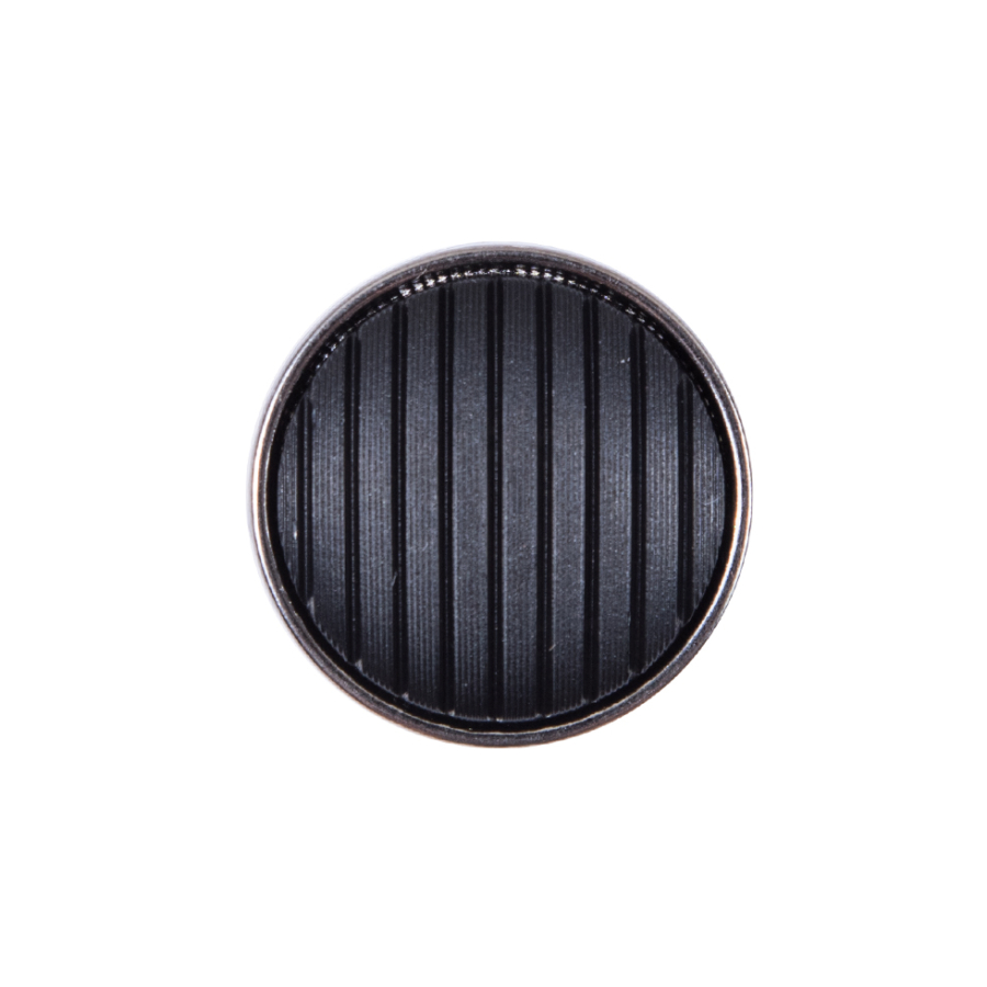 Italian Black and Silver Zamac Button - 36L/23mm | Mood Fabrics