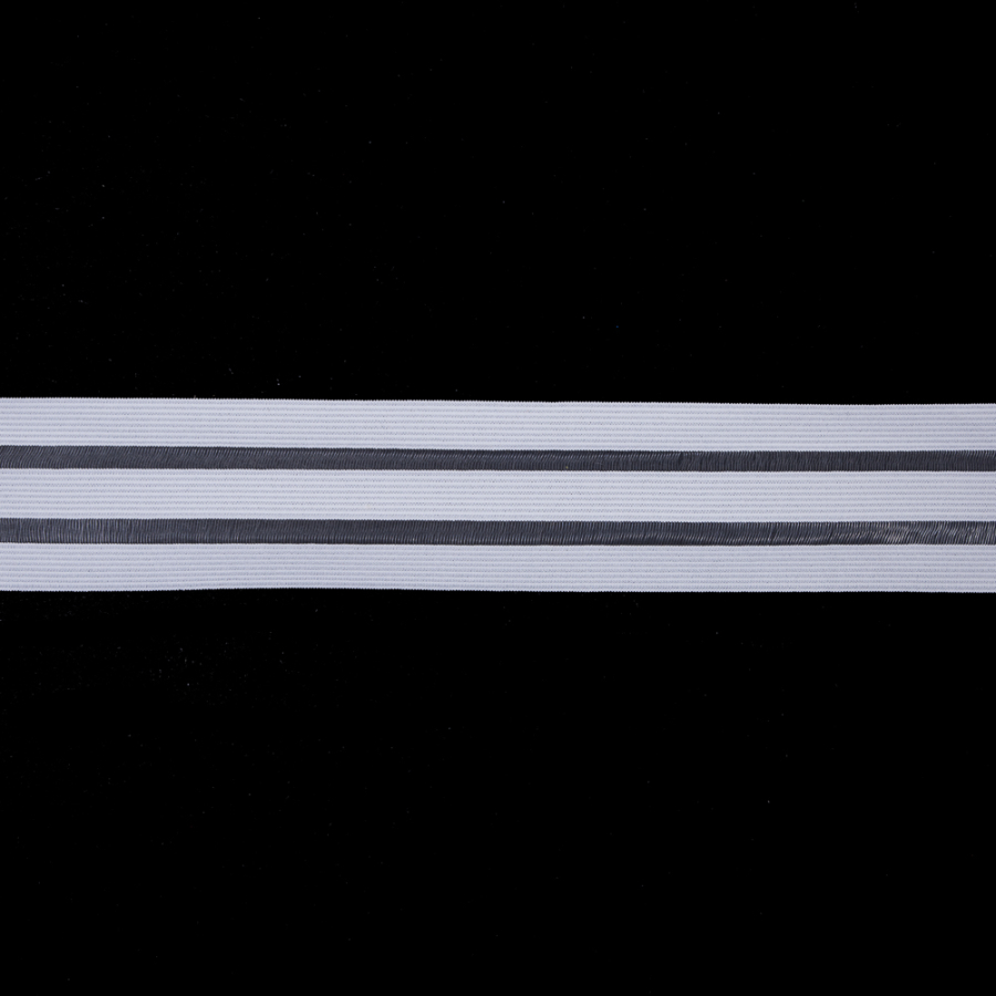 Italian White Elastic Trim w/ Sheer Stripes - 2 | Mood Fabrics