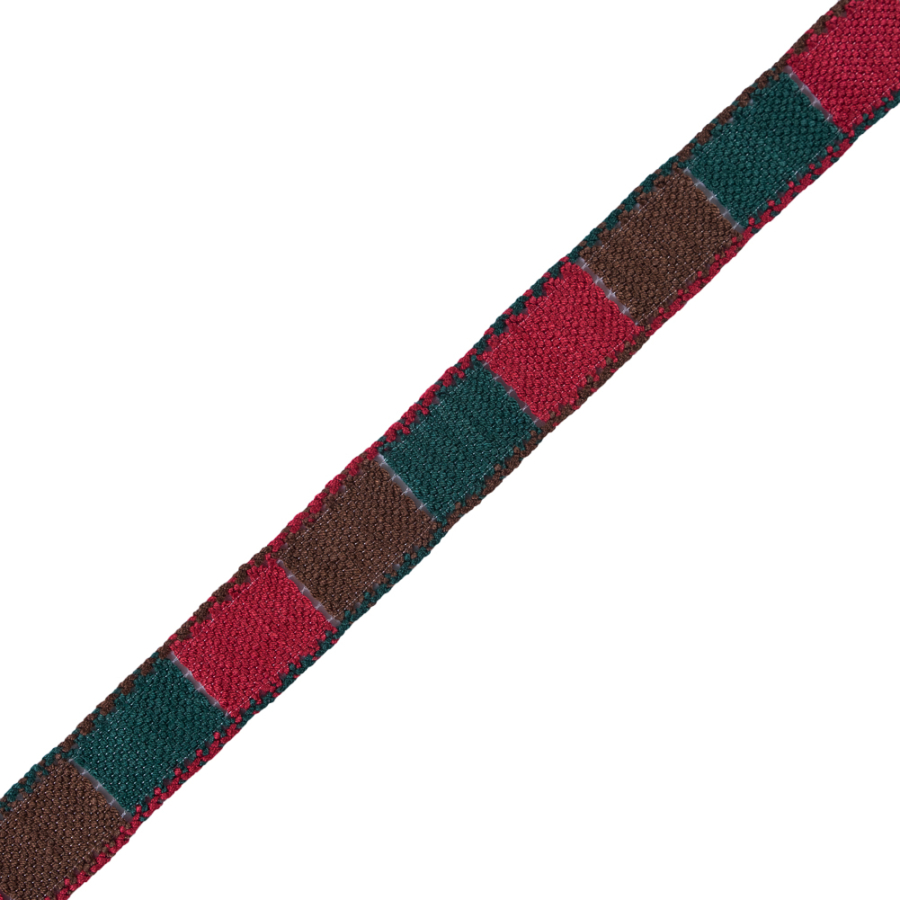 Red, Green and Brown 3-Tone Crochet Trim - 1.25 | Mood Fabrics