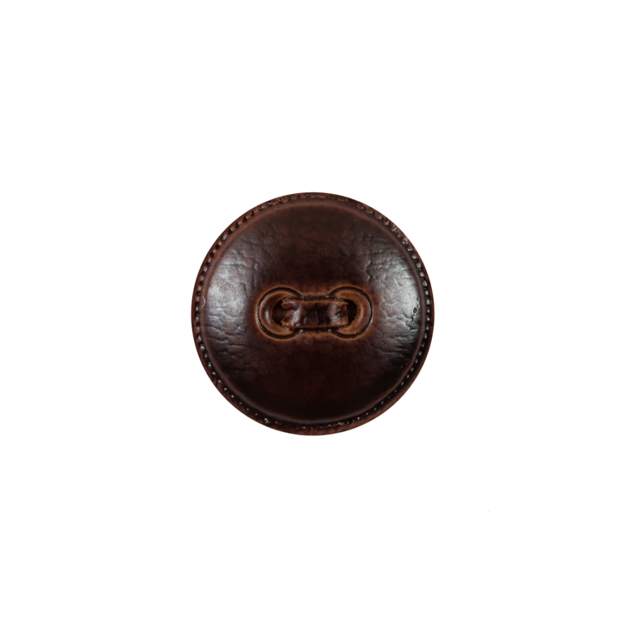 Italian Dark Brown Faux Leather Plastic Button - 24L/15mm | Mood Fabrics