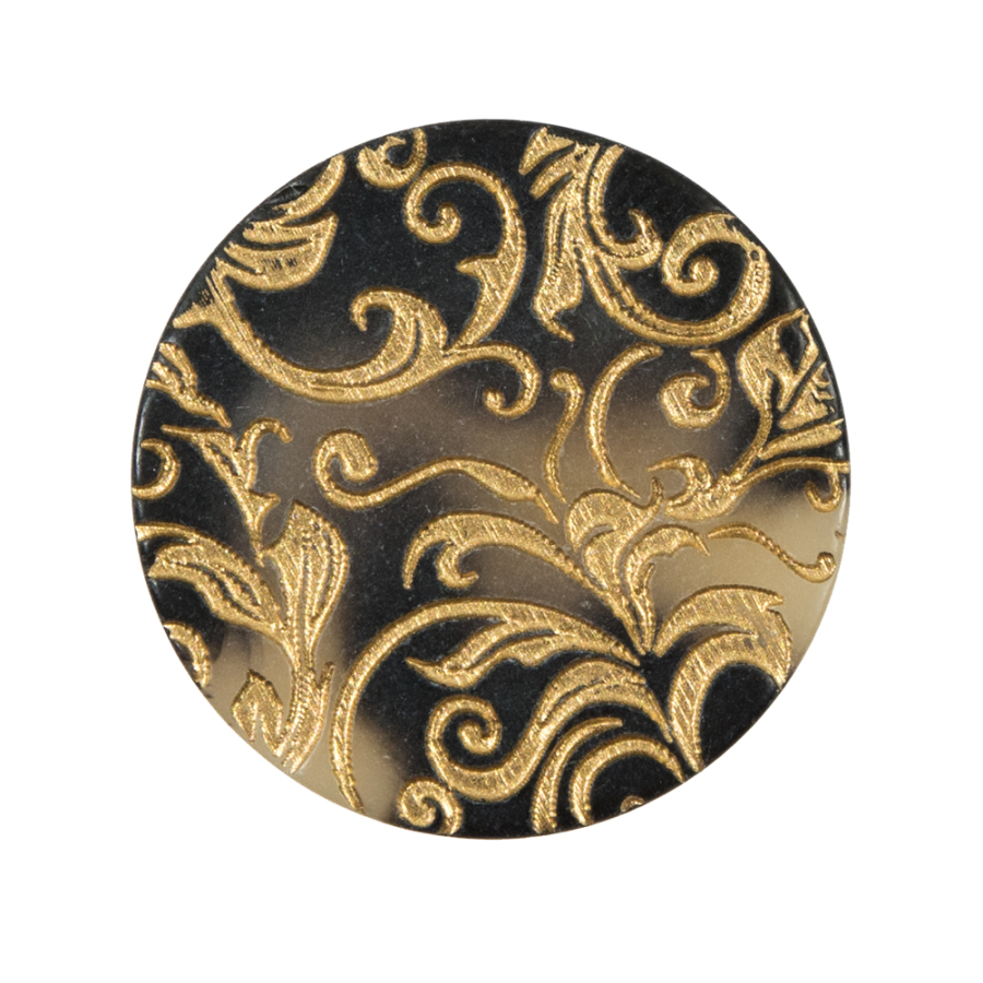 Italian Gold Etched Horn Button - 44L/28mm | Mood Fabrics