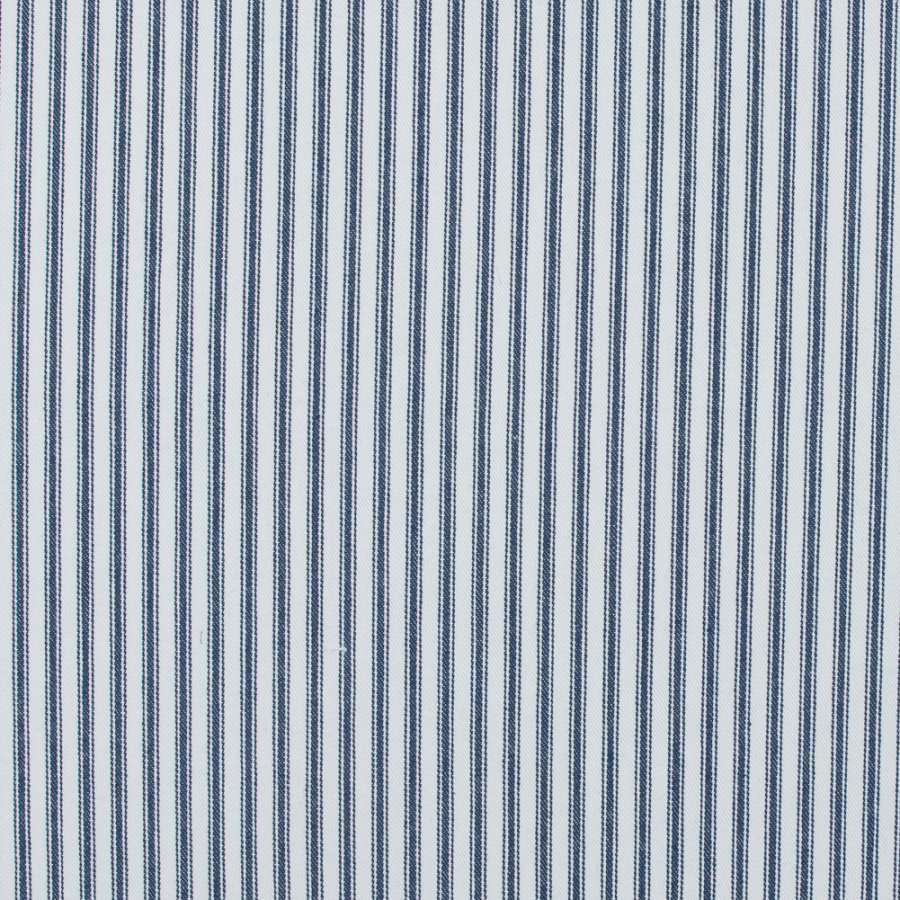 Navy and White Ticking Striped Cotton Twill | Mood Fabrics