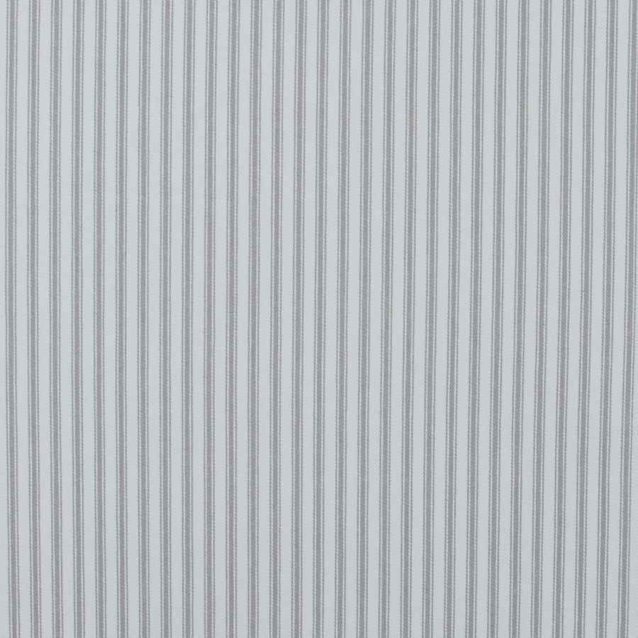 Nickle and White Ticking Striped Cotton Twill | Mood Fabrics