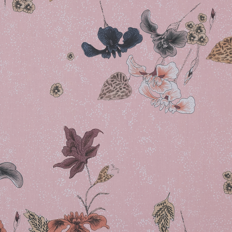 Mood Exclusive Flores al Amanecer Coral Cotton Poplin | Mood Fabrics