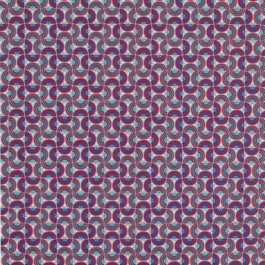 Blue and Pink Geometric Stretch Cotton Sateen | Mood Fabrics