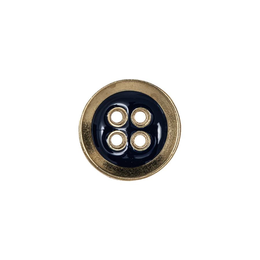 Italian Navy and Gold Metal Coat Button - 24L/15mm | Mood Fabrics
