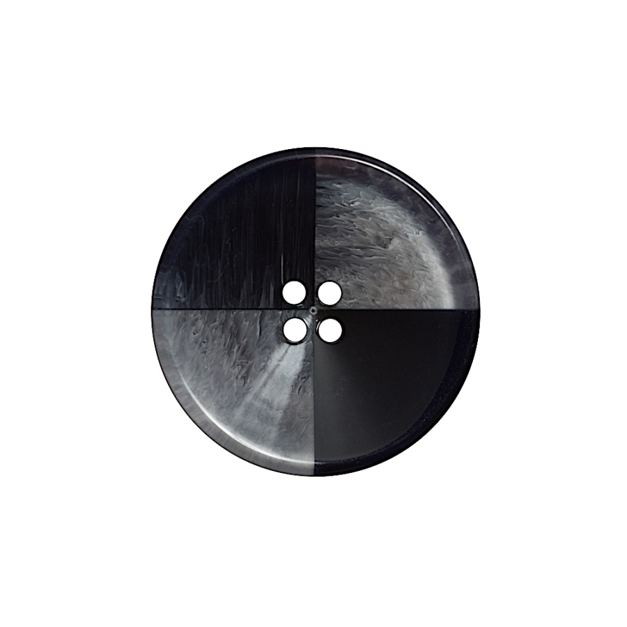 Italian Black and Clear Coconut 4-Hole Button - 36L/23mm | Mood Fabrics