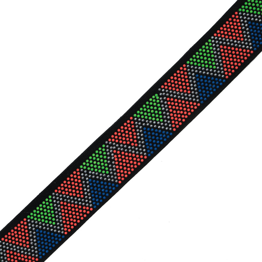 Italian Multicolor Elastic with Chevron Gems - 1.5 | Mood Fabrics