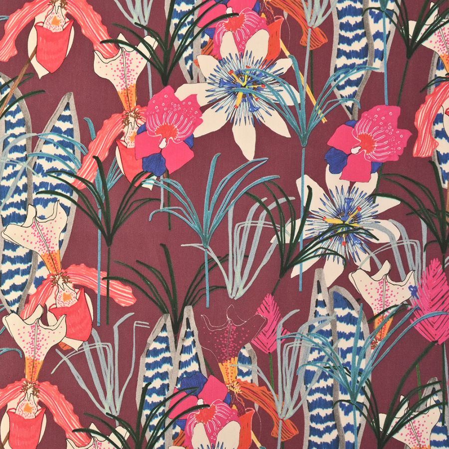 Mood Exclusive Enigmatic Flora Beaujolais Cotton Lawn | Mood Fabrics