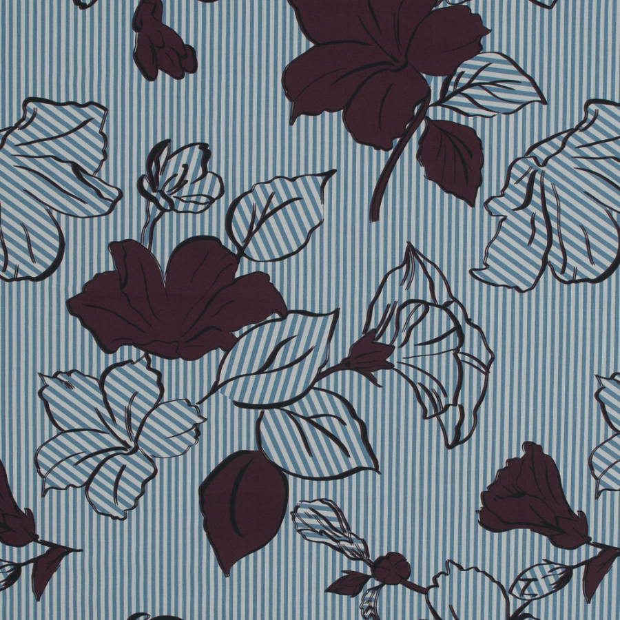 Mood Exclusive Flores de Alegría Burgundy Cotton Poplin | Mood Fabrics