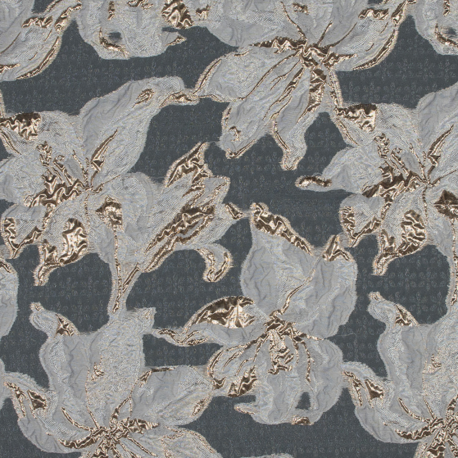Metallic Gold and White Luxury Floral Burnout Brocade | Mood Fabrics