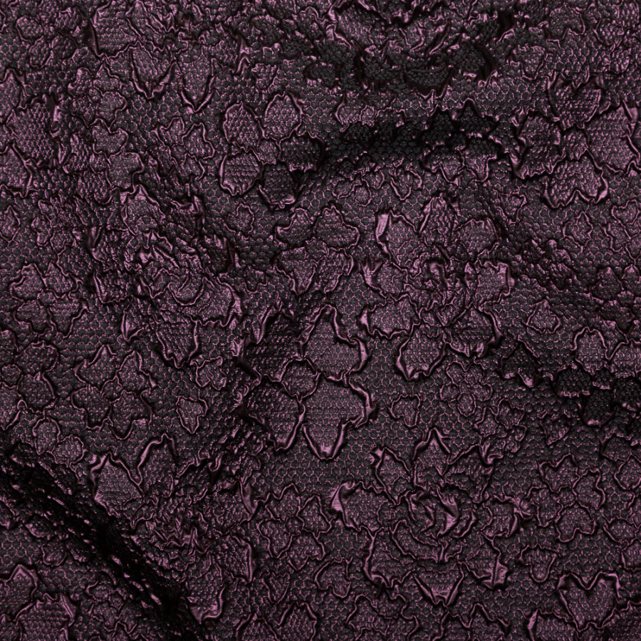 Purple Velvet and Black Bean Luxury Floral Metallic Brocade | Mood Fabrics