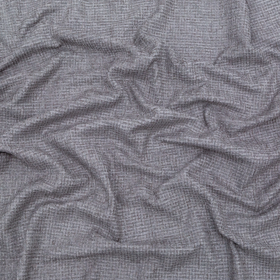 Silver Checkered Polyester Chenille | Mood Fabrics