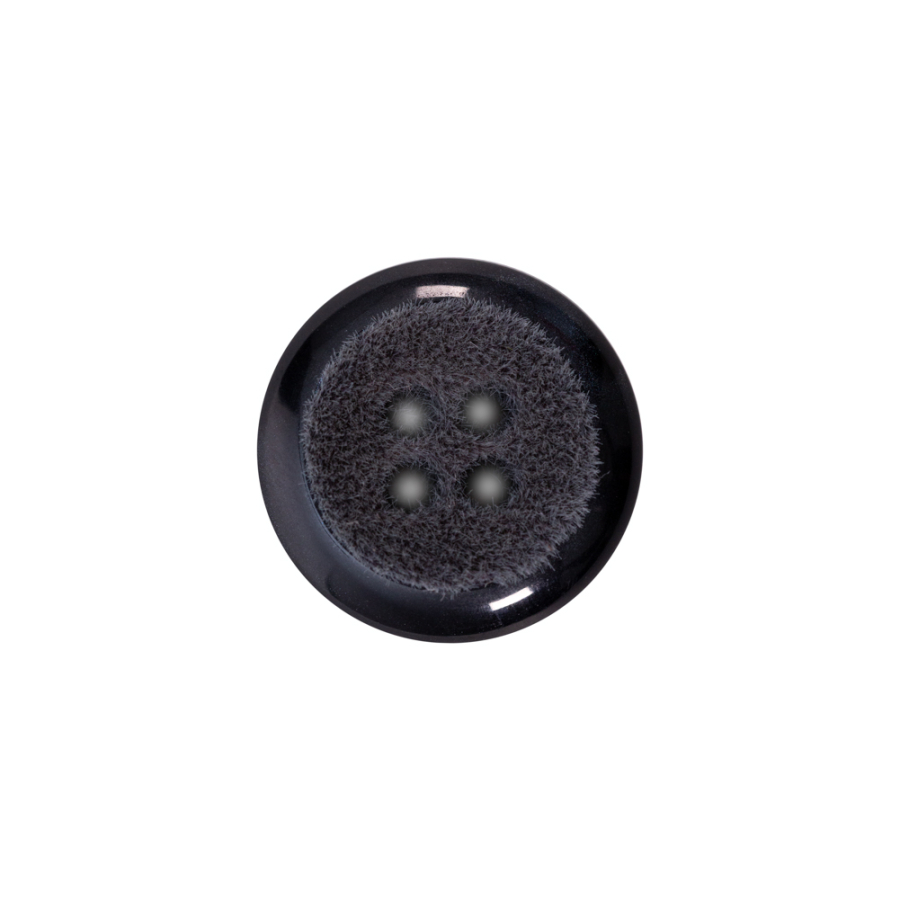 Italian Dark Charcoal 4-Hole Velvet-Faced Plastic Button - 28L/18mm | Mood Fabrics