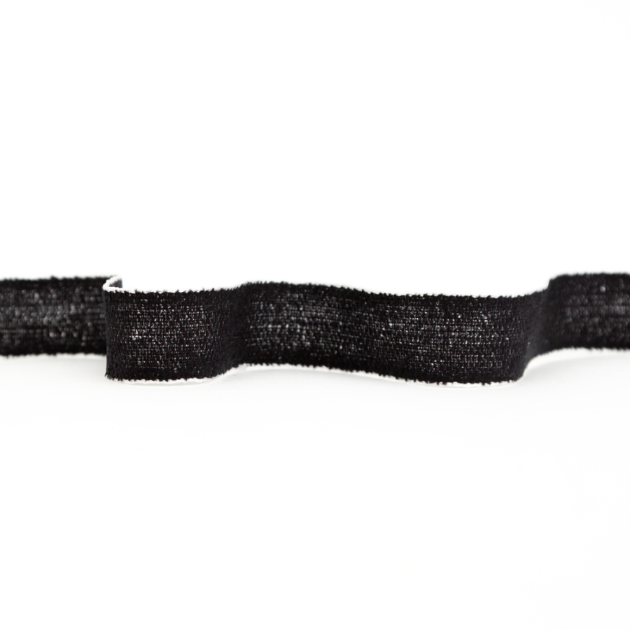 Italian Black Soft Woven Ribbon with White Edges - 1 | Mood Fabrics