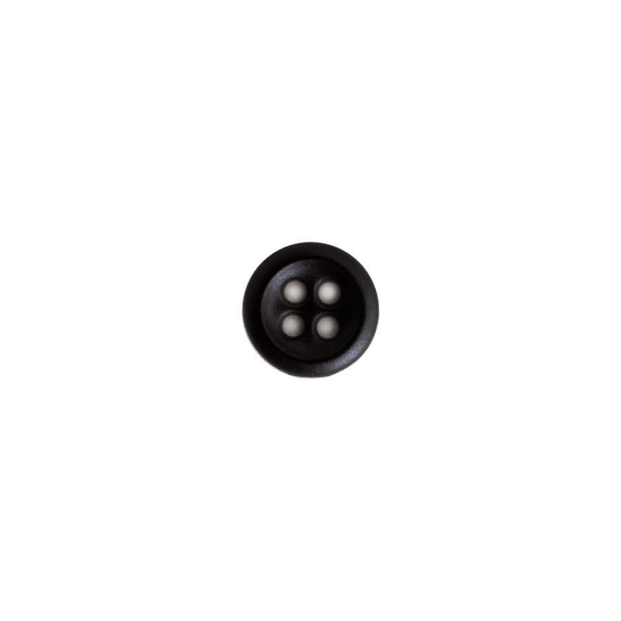 Italian Black Plastic 4-Hole Button - 14L/9mm | Mood Fabrics