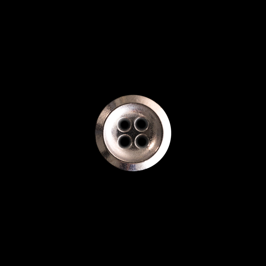 Italian Silver Metal 4-Hole Button - 18L/11.5mm | Mood Fabrics