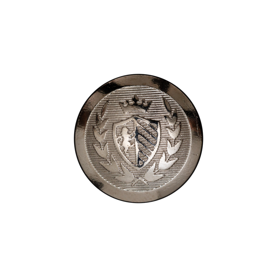 Italian Silver Crest Metal Shank Button - 32L/20mm | Mood Fabrics