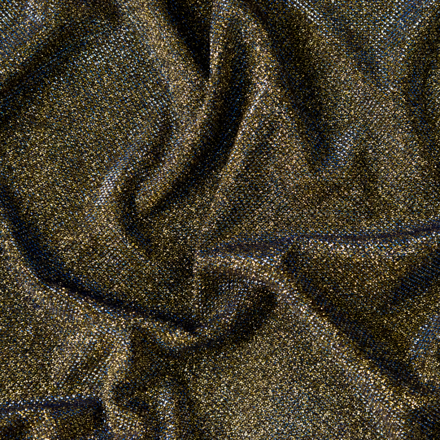 Andromeda Blue and Gold Two-Tone Galaxy Lame | Mood Fabrics