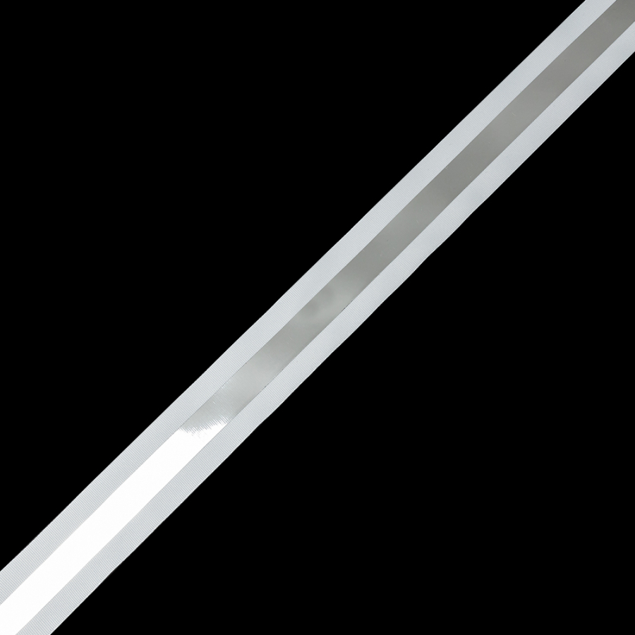 Italian White and Silver Reflective Grosgrain Ribbon - 1.0625 | Mood Fabrics