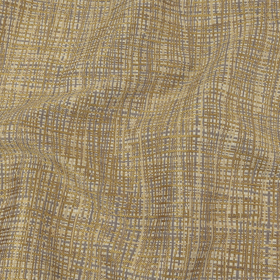Mustard and Gray Off Kilter Plaid Polyester and Cotton Upholstery Jacquard | Mood Fabrics