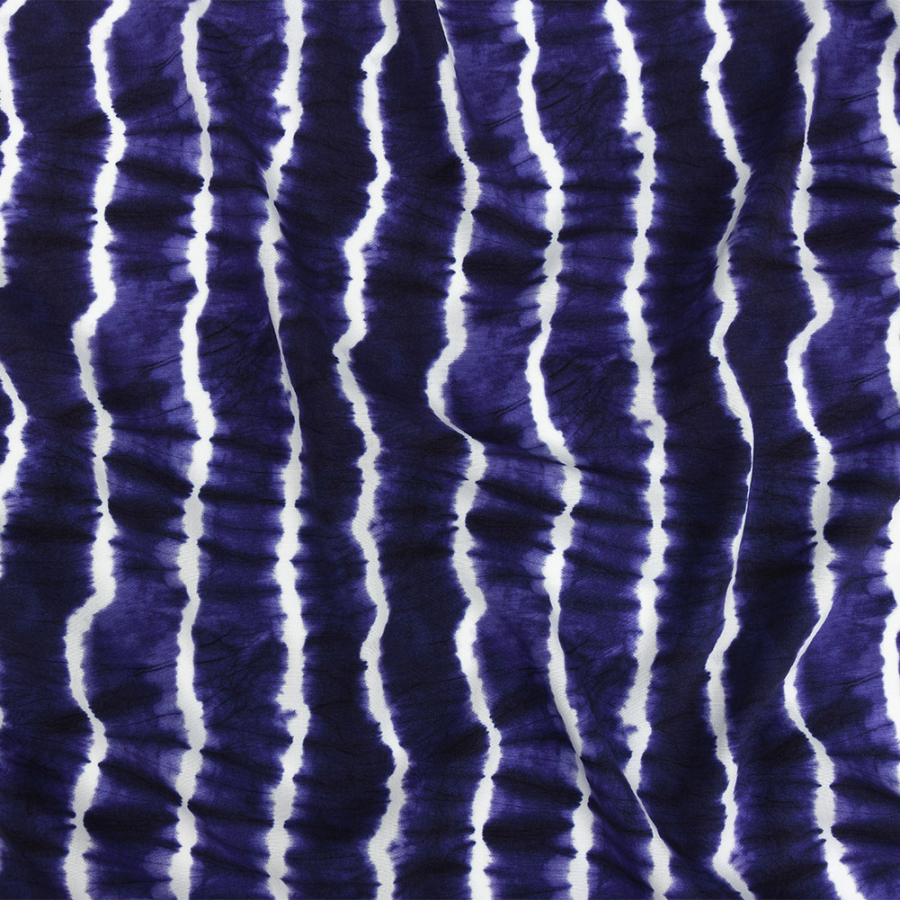 Mood Exclusive Navy Twisted Tie Dye Stretch Viscose Batiste | Mood Fabrics