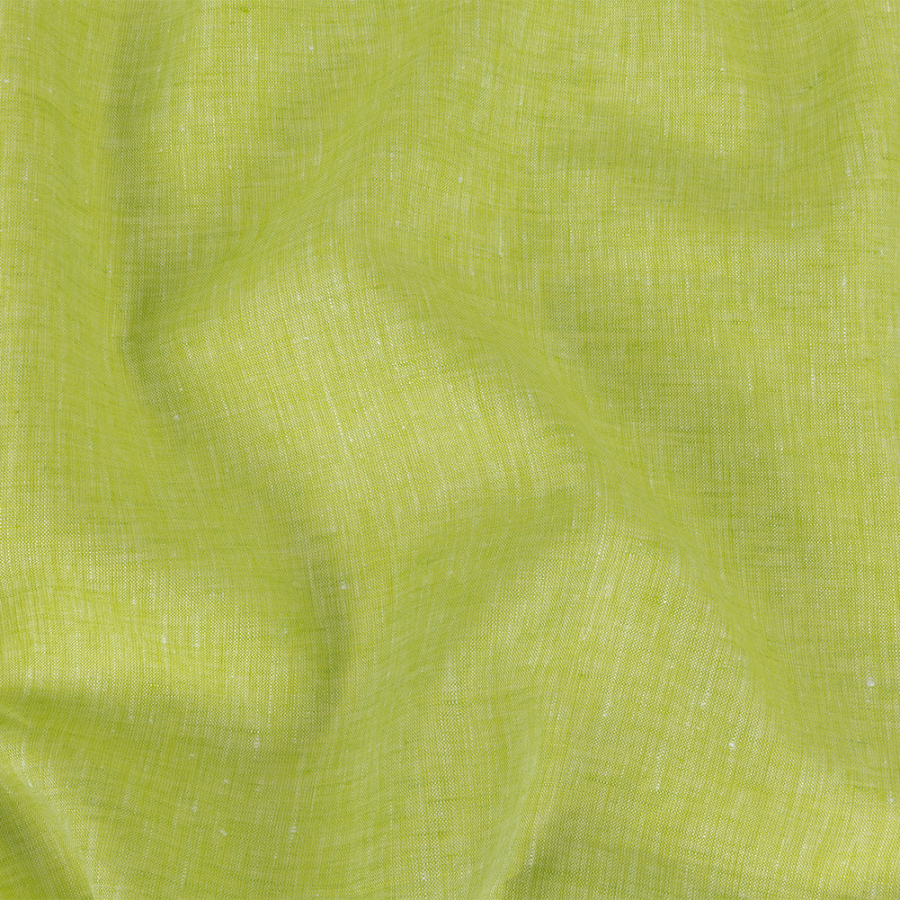 Minerva Heathered Lime Green Lightweight Linen Chambray | Mood Fabrics