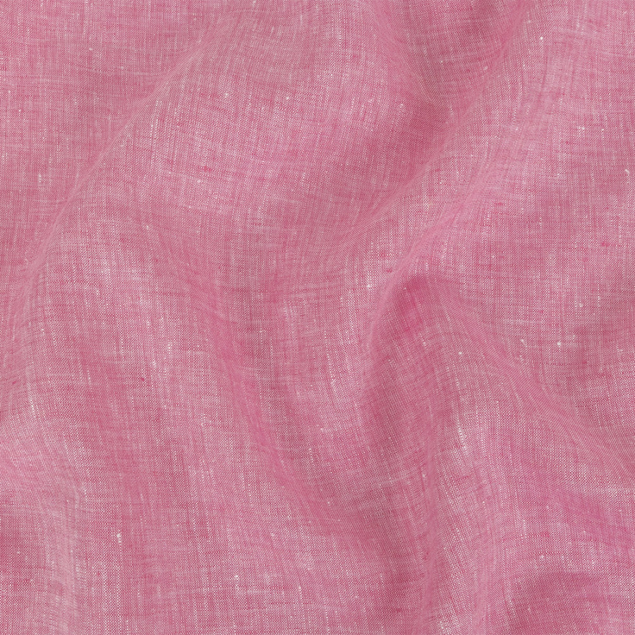 Minerva Heathered Begonia Pink Lightweight Linen Chambray | Mood Fabrics