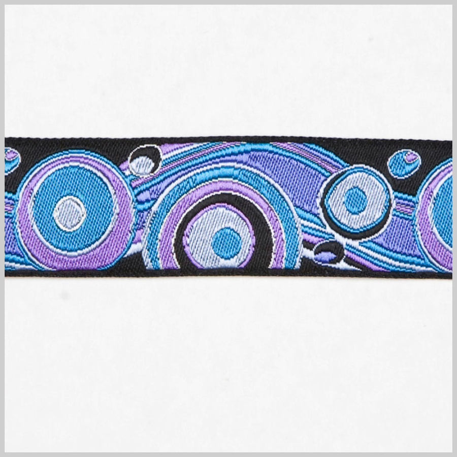 7/8 Black & Purple Jacquard Ribbon | Mood Fabrics