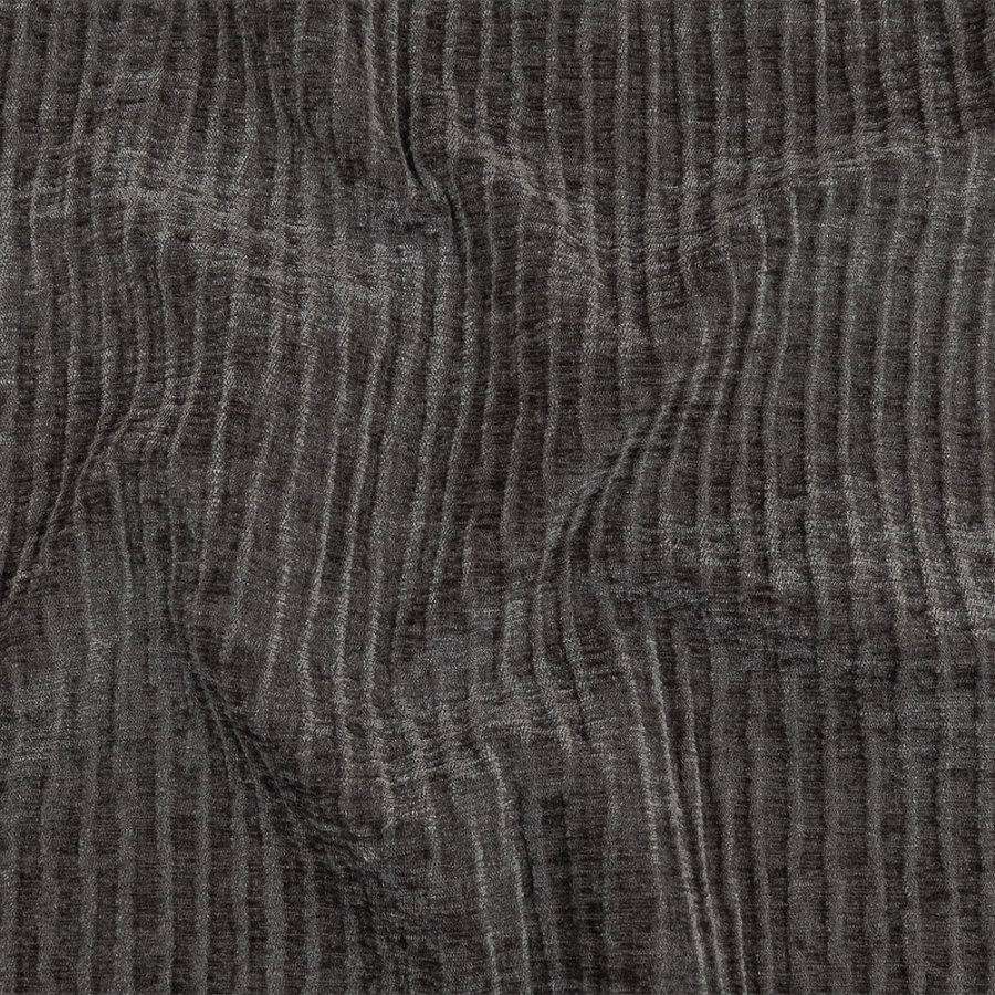 Steel Ribbed Polyester Chenille Woven | Mood Fabrics
