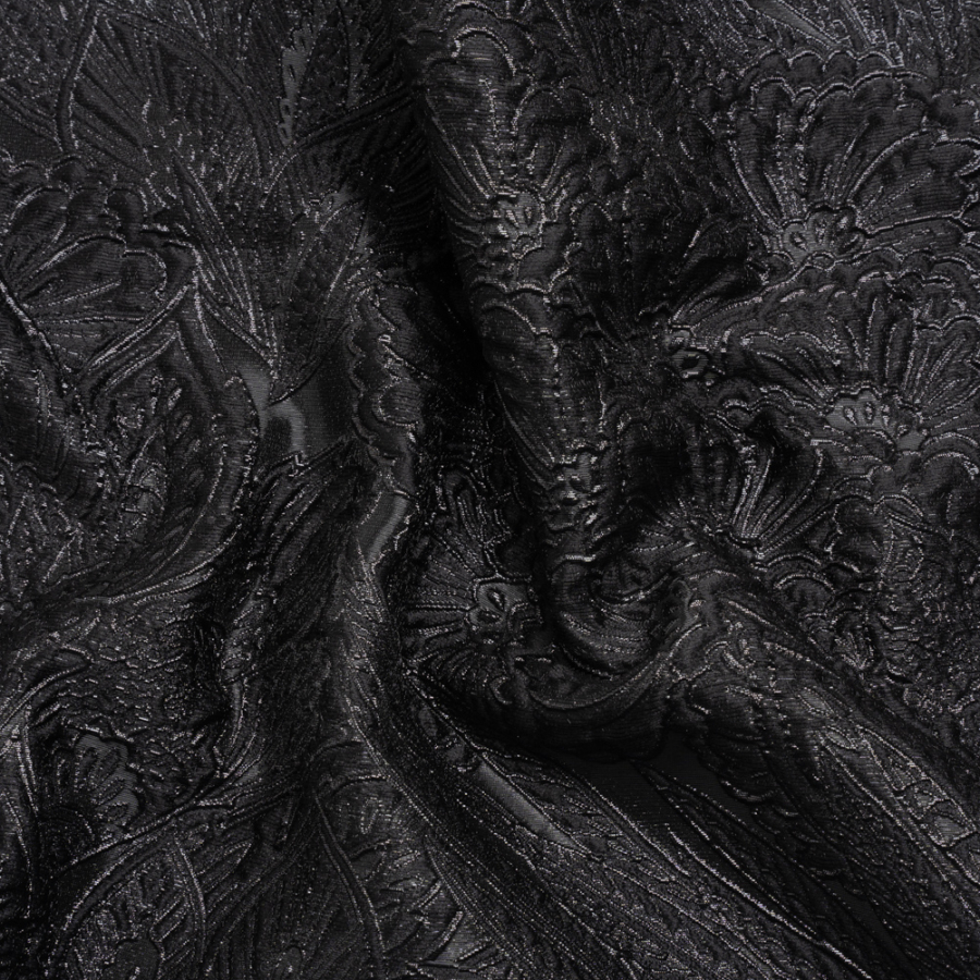 Metallic Black Gleaming Garden Luxury Brocade | Mood Fabrics