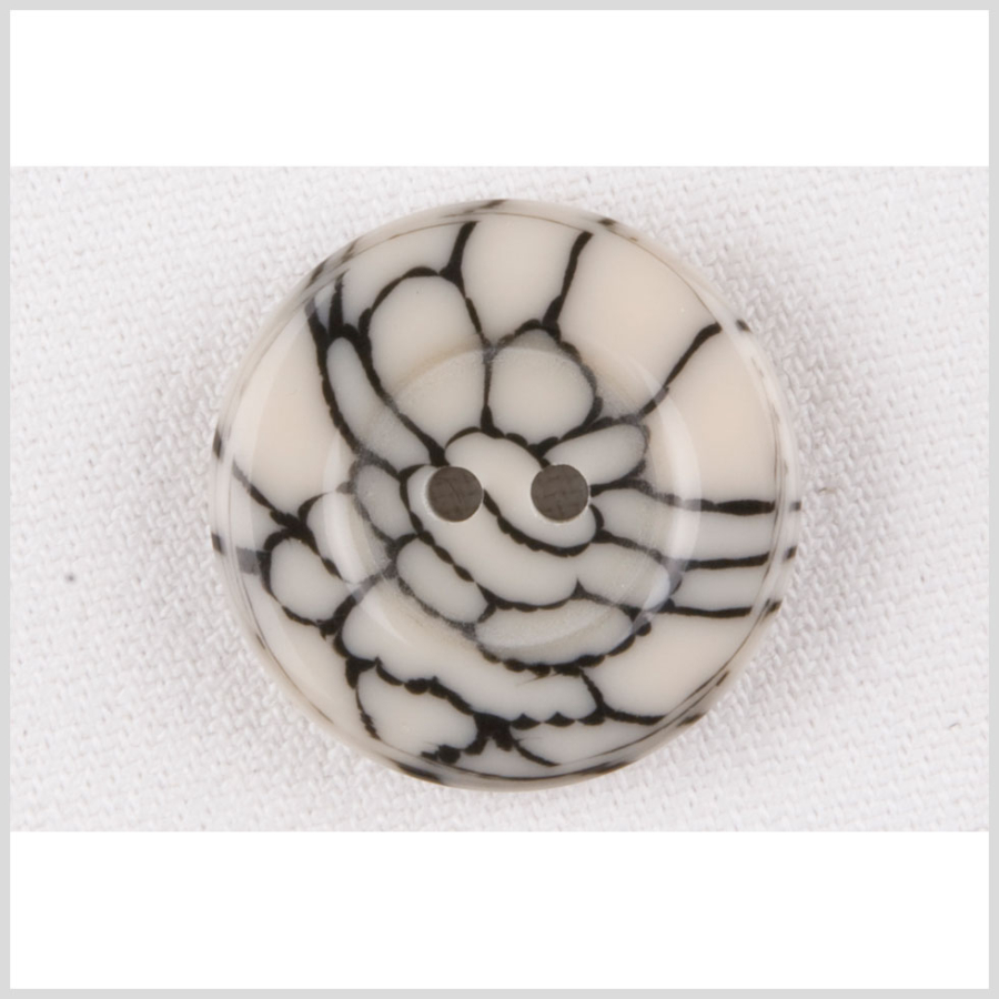 Ivory/Black Plastic Button - 24L/15mm | Mood Fabrics
