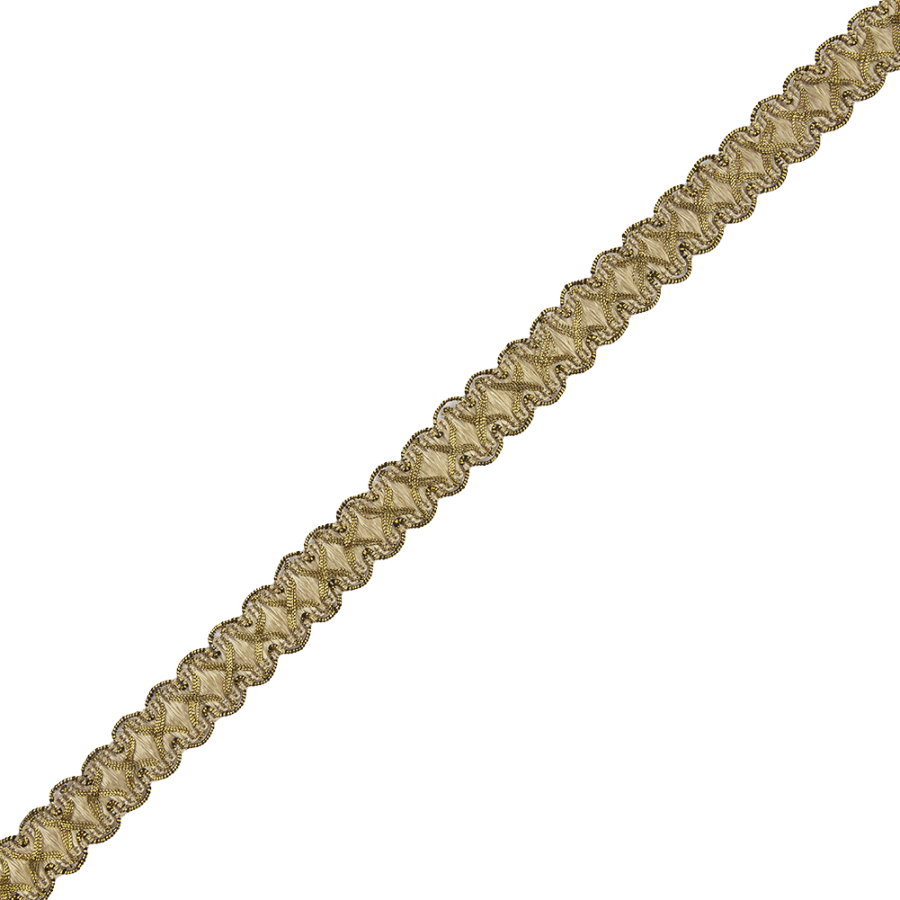 Antique Gold Beige Metallic Braid | Mood Fabrics