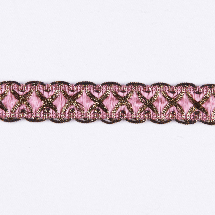 Gold/Pink Metallic Braid | Mood Fabrics