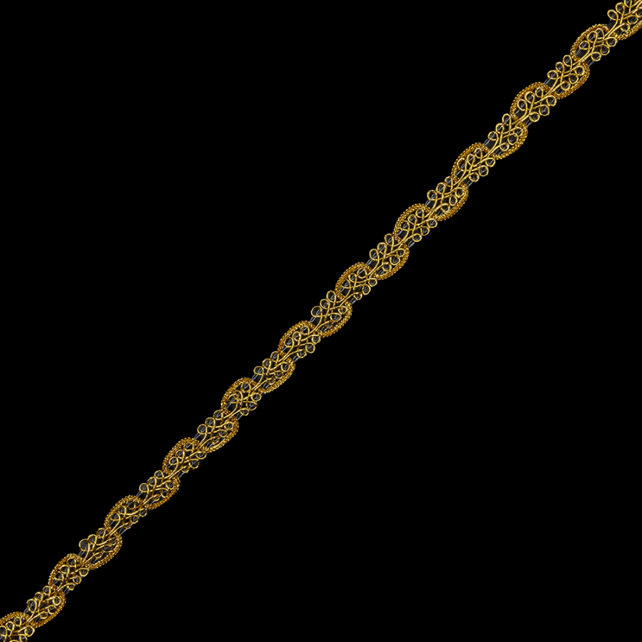 0.5" American Made Metallic Gold Braided Trim | Mood Fabrics
