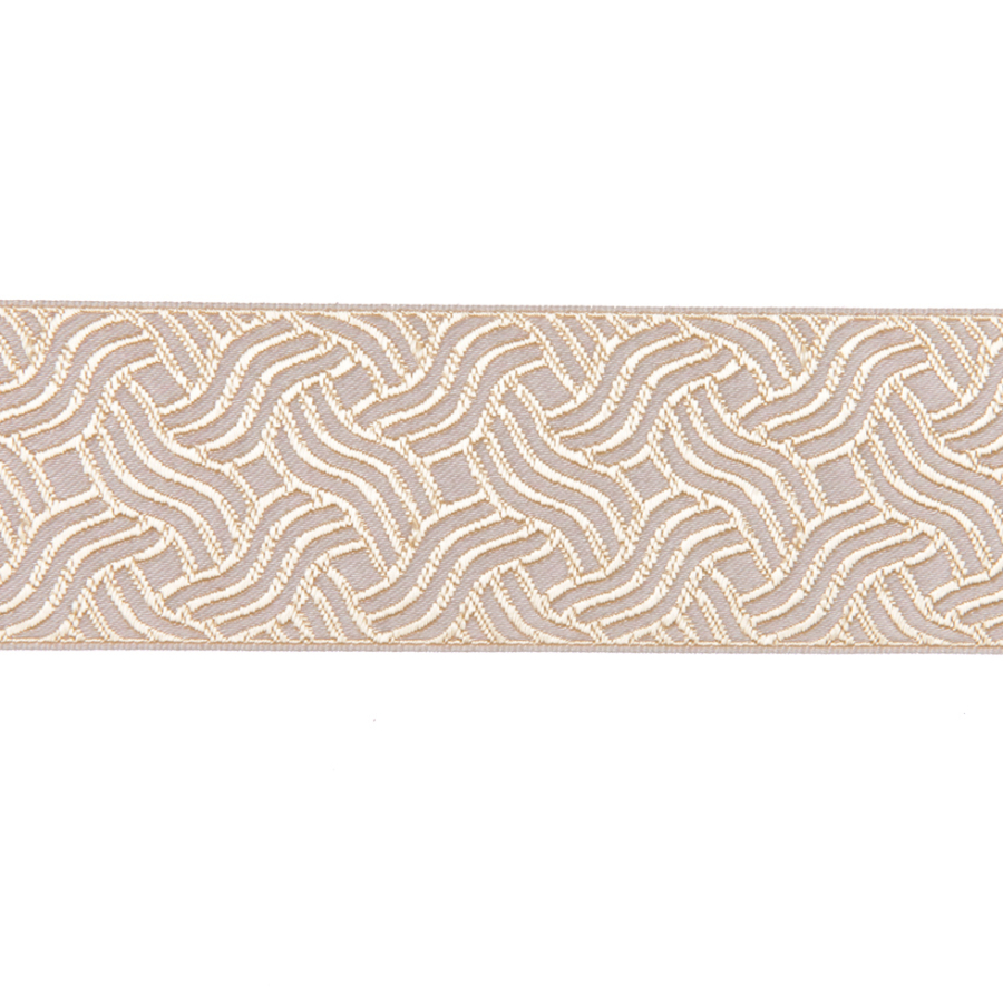 1.5 Gold/Ivory French Jacquard Ribbon | Mood Fabrics
