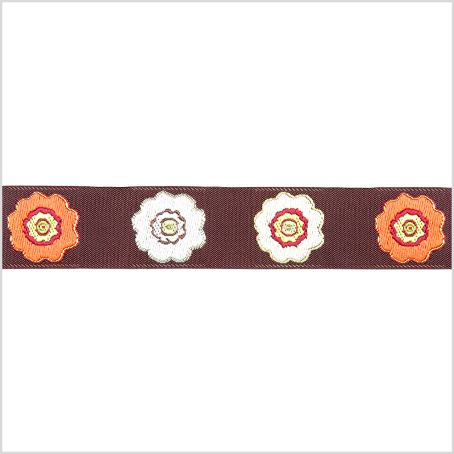 15/16 Orange/Brown French Jacquard Ribbon | Mood Fabrics