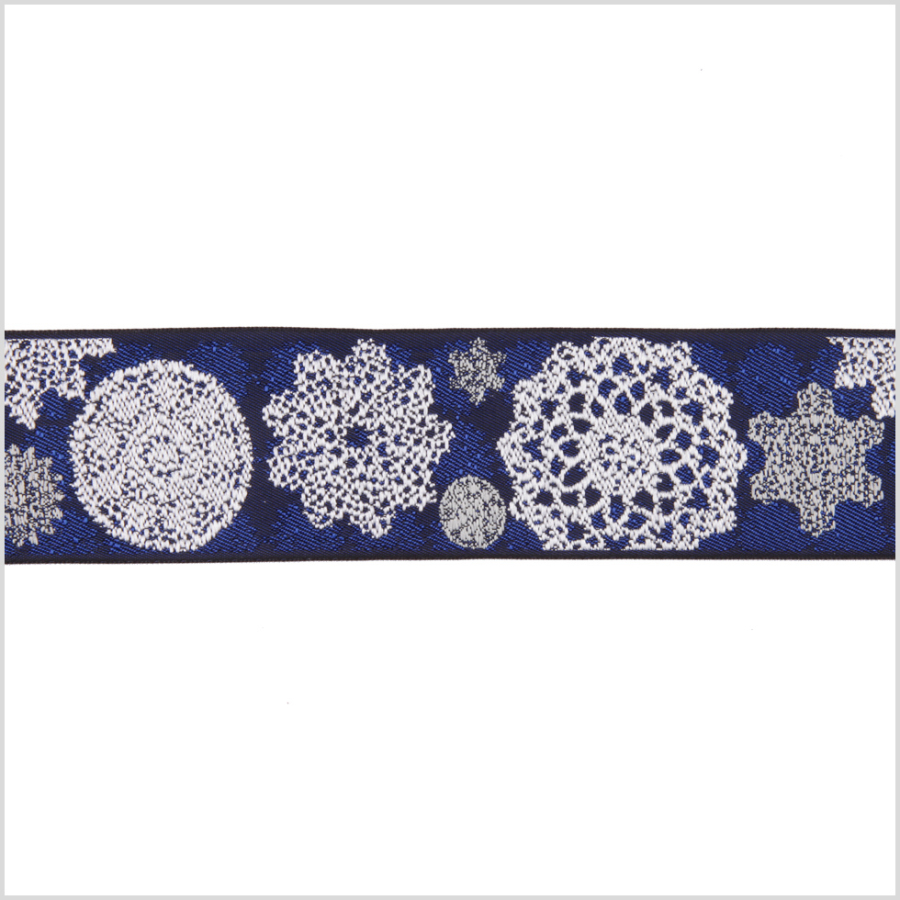 1 1/2 Blue French Jacquard Ribbon | Mood Fabrics