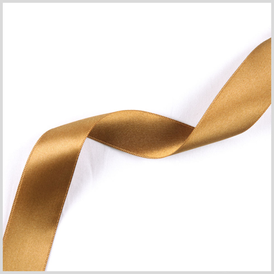 2.5 Dark Gold Double Face French Satin Ribbon | Mood Fabrics