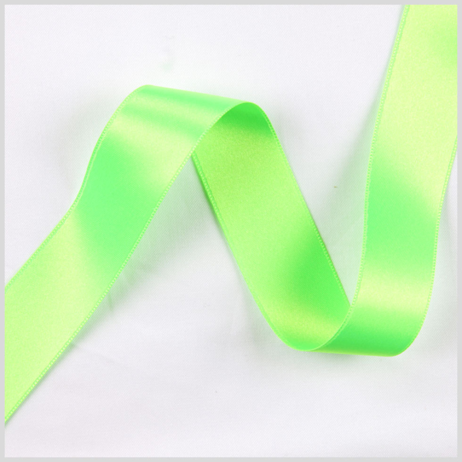 Neon Green Double Face French Satin Ribbon - 1.5 | Mood Fabrics