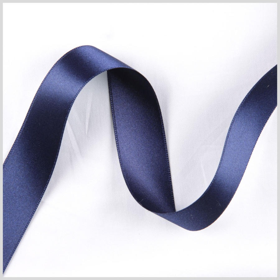Deep Navy Double Face French Satin Ribbon - 1 | Mood Fabrics