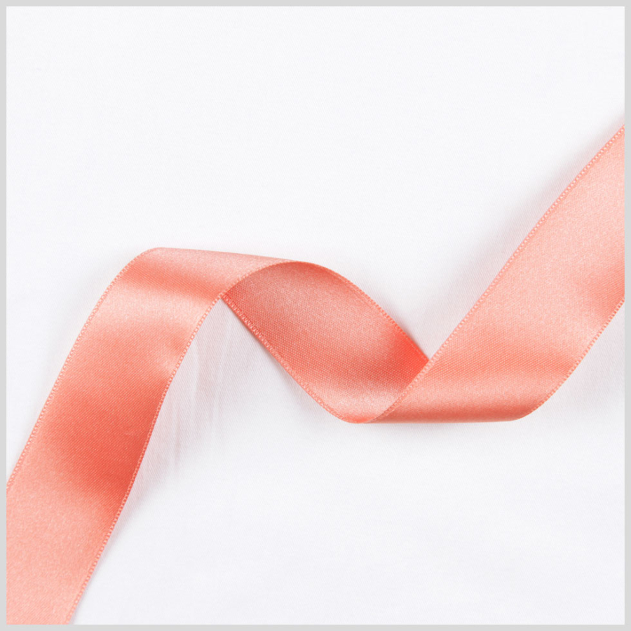 Peach Double Face French Satin Ribbon - 1 | Mood Fabrics