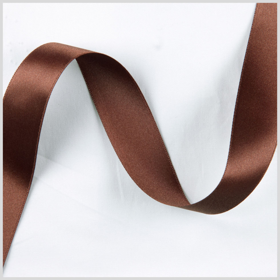 Brown Double Face French Satin Ribbon - 1 | Mood Fabrics